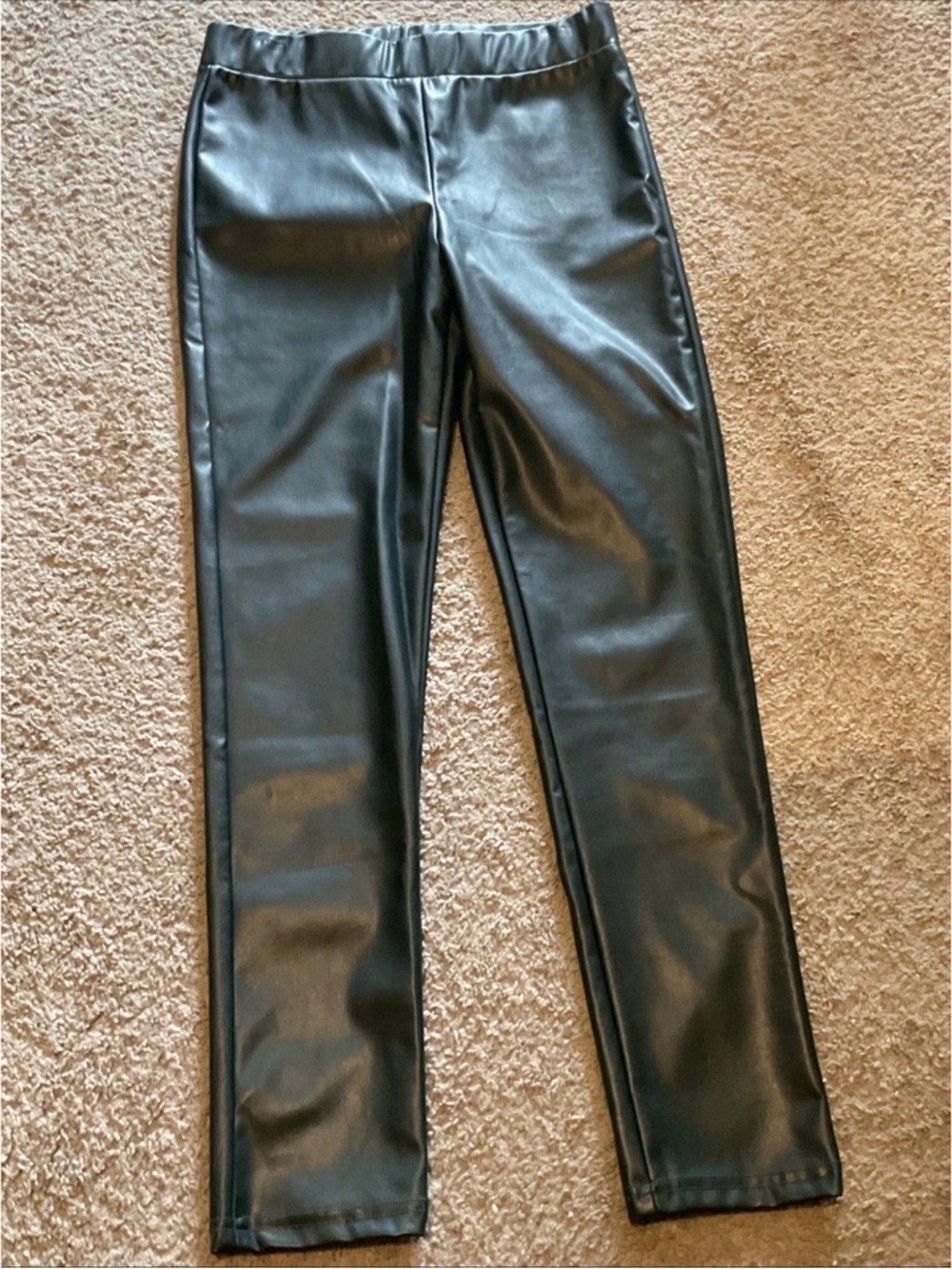 Francescas Faux Leather (Polyurethane) Dark Green Pants Size L NWTs